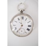 A Victorian silver-cased pocket watch by Frederick Johnson of Altrincham (a/f)