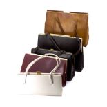 Five 1960s 'belly' style leather and other handbags, including Fontana, Renata and an Essell "