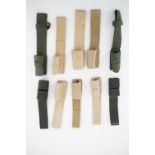 Ten various British military webbing bayonet frogs