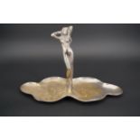 A reproduction Art Nouveau electroplate figural dish