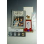 A 1953 coronation souvenir miniature photo-book on brooch suspender, together with sundry items of