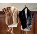 A lady's vintage caramel brown fur bolero jacket, with stepped collar and bracelet length sleeves,