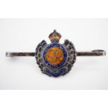 A Royal Engineers enamelled white-metal sweetheart brooch, stamped 'silver', 4.3g