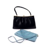 1960s and later leather and suede shoulder bags, including a baby blue Jane Shilton of London