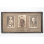 A Great War framed group of three printed photographic portraits entitled "Men of the Hour" and