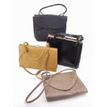 Ladies' vintage handbags, including a faux ostrich handbag / purse, and a "mock croc" / faux