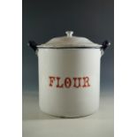 Early 20th Century enamelled flour bin, 30cm high