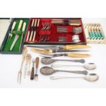 A canteen of electroplate cutlery and boxed Ivorine-handled knives