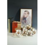 A period framed printed portrait of Edward VIII together with related books etc