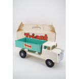 A Tri-ang Junior Diesel Series tinplate tip lorry in original packaging, circa 1960