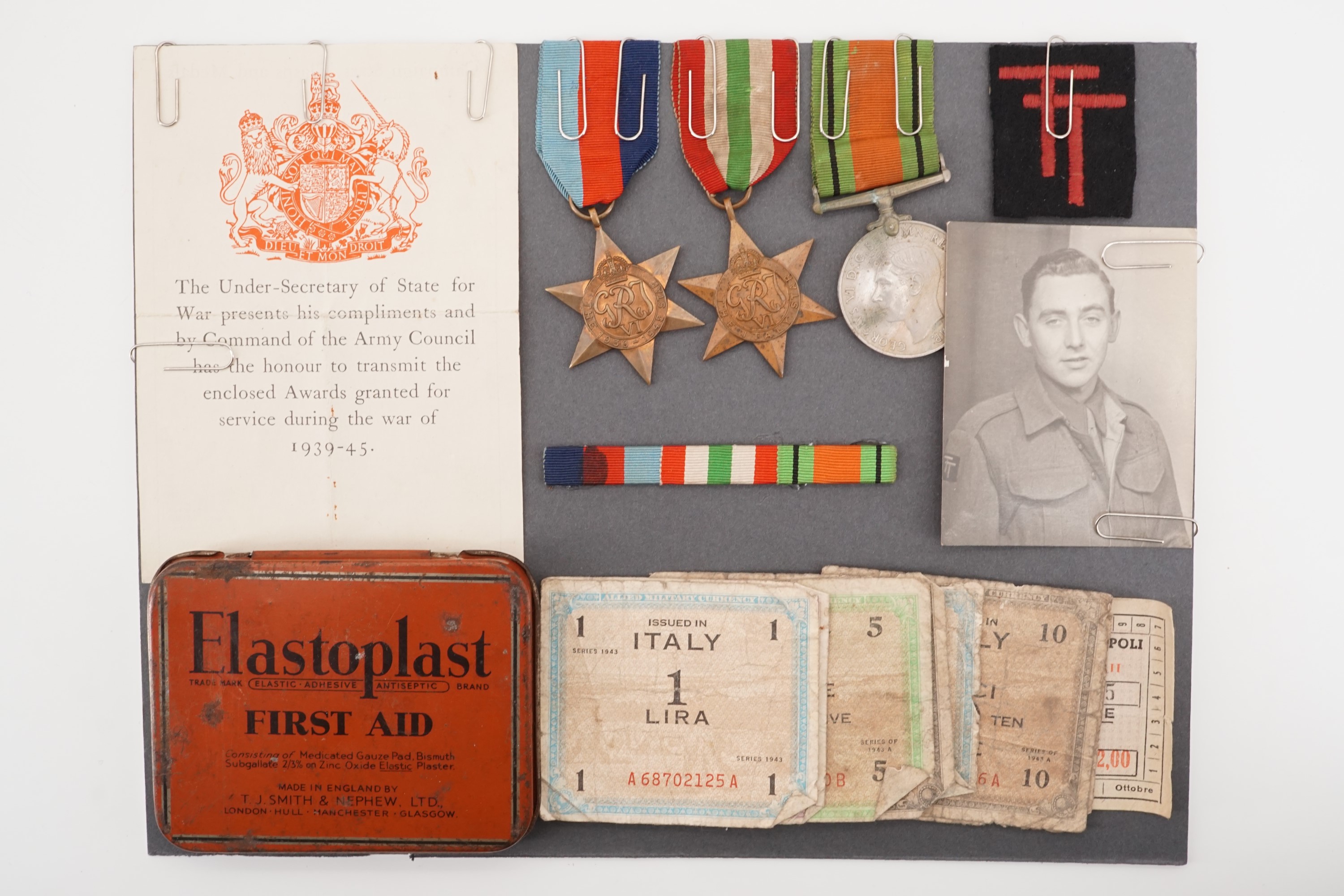 A Second World War campaign medal group including portrait photograph, 50th (Northumbrian)