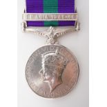 A George VI General Service Medal with S E Asia 1945-46 clasp, (erased)