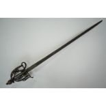 A composite 18th Century Scottish basket-hilted back sword, blade 71 cm