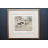 After Henry Wilkinson (1878-1971) "Terriers", depicting two dogs during a moments rest, etching,