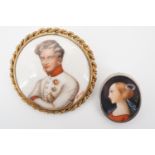 A Limoges brooch transfer-printed and hand enamelled in depiction of Prince Albert, signed Viny,