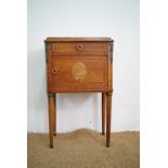 An old reproduction Louis XV style marble-topped bedside cabinet / pot cupboard