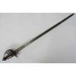 A mid-17th Century English "mortuary-hilted" backsword with Hounslow blade, the basket hilt