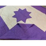 An antique Durham quilt of bright violet cotton, with a soft satin sheen, 250 x 200, late 19th /