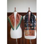 Two vintage Liberty of London silk scarves, incorporating paisley, 70 x 70 cm and 130 x 28 cm