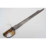 A 17th Century hunting short sword, the hilt having antler grip scaled secured by three rivets