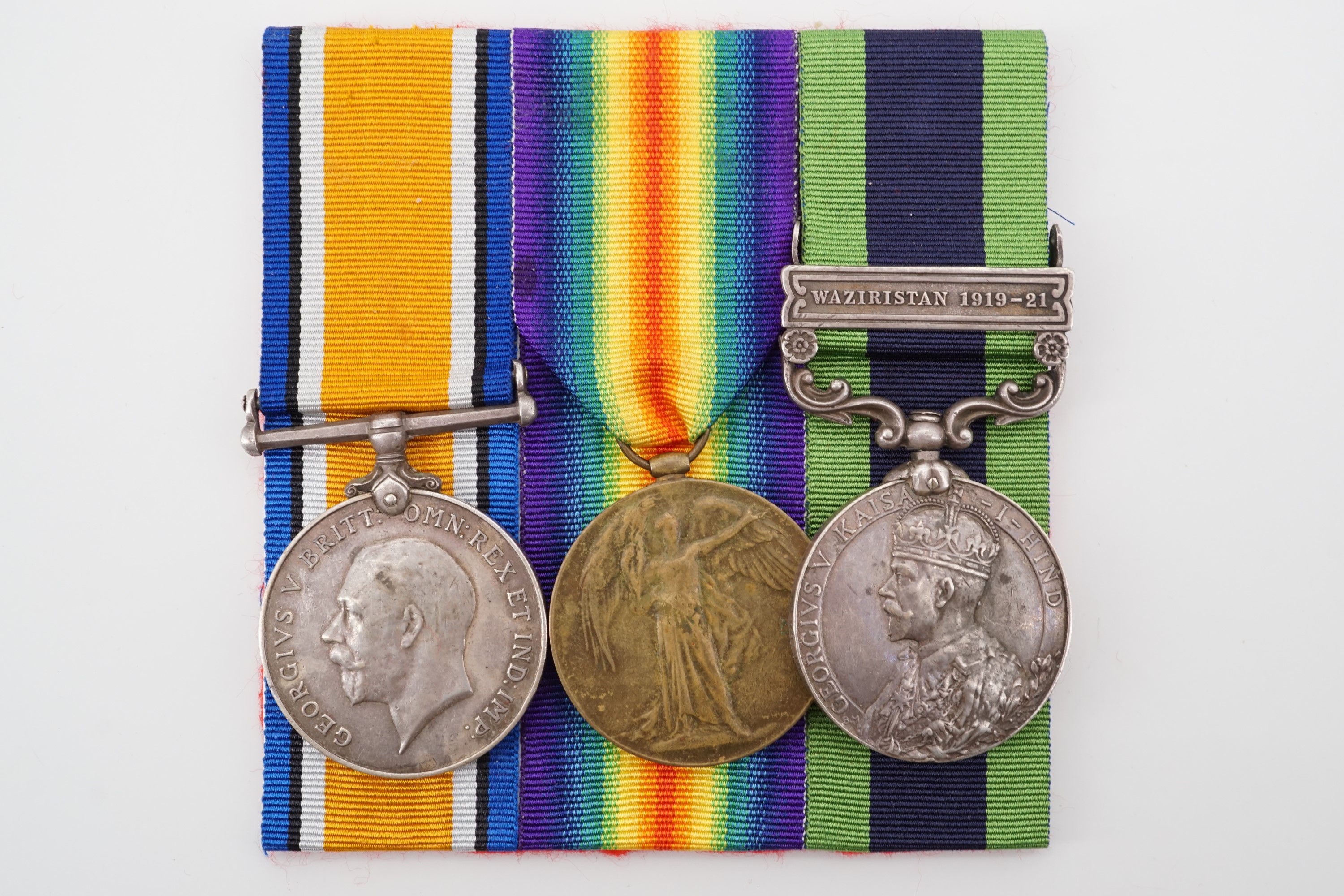 British War and Victory medals with George V India General Service medal and Waziristan 1919-21