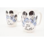 Two 1960s The Beatles ceramic mugs, the based impressed England, manufactured by Broadhurst Brothers