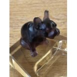 A 1920s / 1930s novelty cut and pressed glass ashtray with seated French Bulldog, 9.5 x 8 x 7 cm