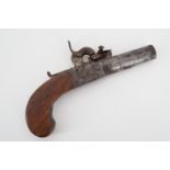 A late Georgian pocket percussion pistol by Calderwood of Dublin, converted from flint, 16.5 cm