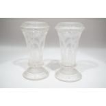 A pair of Victorian spill or posy vases, of trumpet form with inverted rims, finely wheel cut in