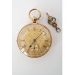 An early Victorian 18ct gold open-faced pocket watch by Thomas Blundell of Liverpool, having a key-