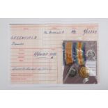 British War and Victory medals with Silver War Badge to G 22249 Pte J Greenfield, Queen's R, SWB