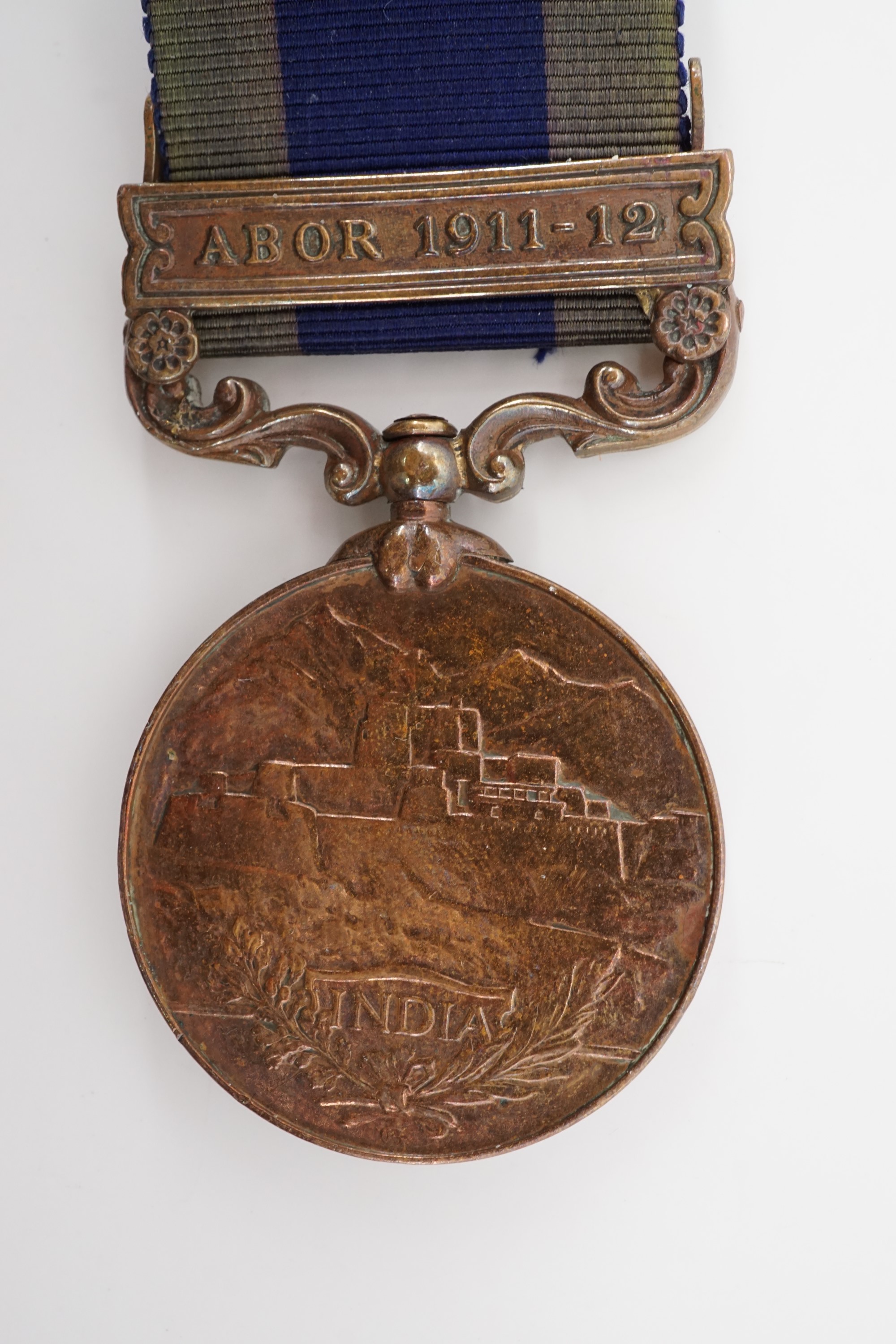 A George VI bronze India General Service medal with Abor 1911-12 clasp to 543 Cooly Kaziman Rai No 1