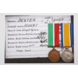 British War and Mercantile Marine Medals to Robert Dexter