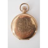 An early 20th Century 9 ct gold Waltham hunter pocket watch, having a "Traveller" movement and