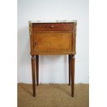 An old reproduction Louis XV style marble-topped bedside cabinet / pot cupboard