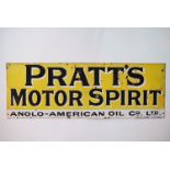 A "Pratts Motor Spirit Anglo-American Oil Co Ltd" glass enamelled metal advertising sign, 46 x 132