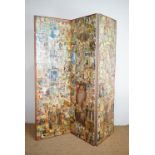 A late Victorian decoupage two-fold screen, 185 cm high