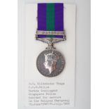 A George VI General Service Medal with Malaya clasp to 18775 BC Dil Bahadur Thapa, F of M Pol