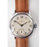 A 1940s military style Omega wrist watch, the movement numbered 10099102, the screw-on case back