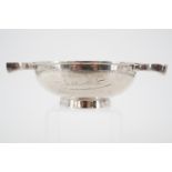 An Edward VIII silver quaich with inset carnelian jewel and engraving pertaining to the 2nd