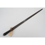 An early 18th Century white-metal-mounted hunting sword, (hilt incomplete) blade 56 cm