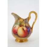 A Royal Worcester fruit study small baluster jug hand-painted by Albert Shuck, circa 1936, 8 cm
