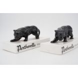 A vintage pair of "Pantherella Fine English Socks" ceramic shop advertising mascots, 23 cm