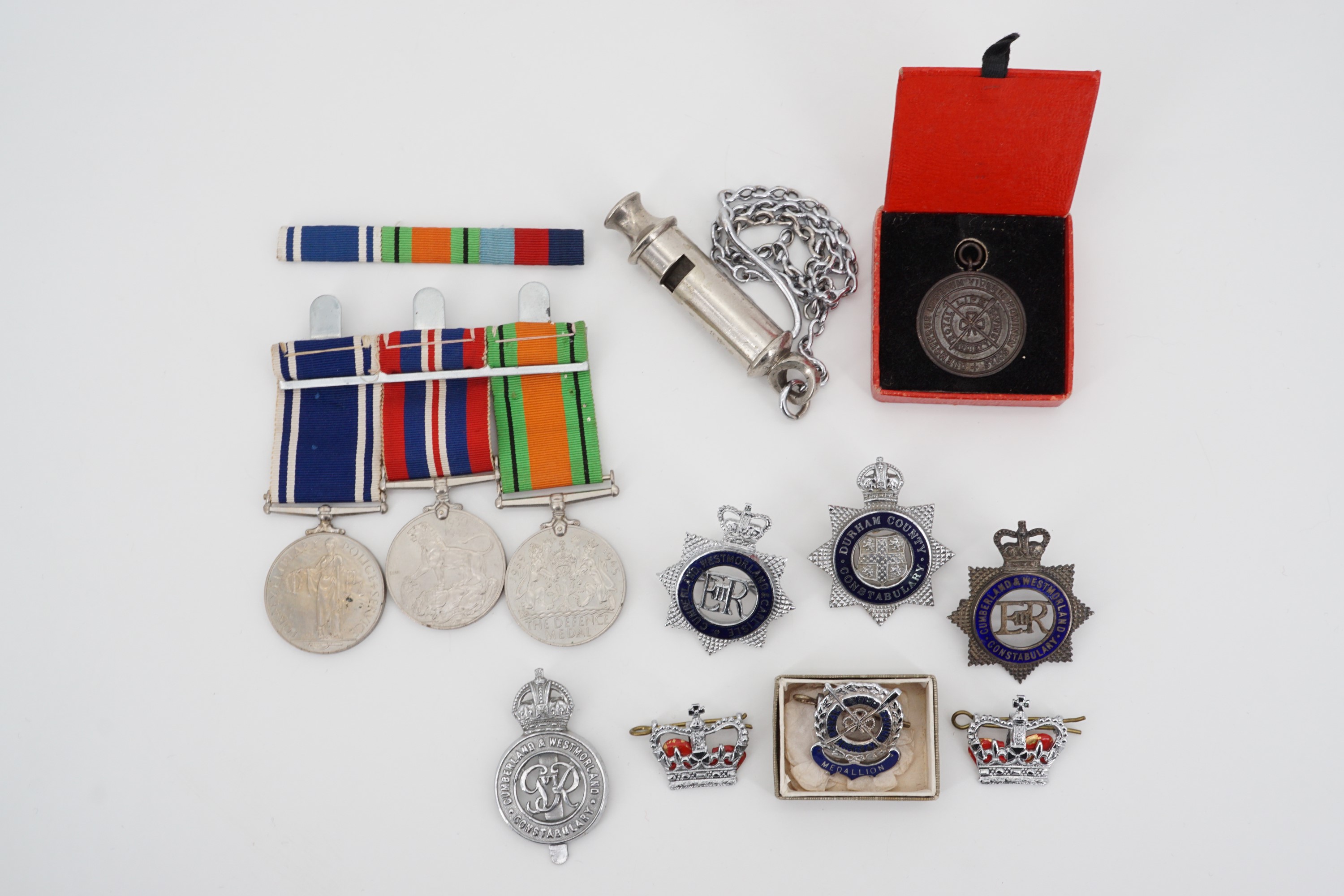 A George V - QEII campaign and police service medal group, that of Inspector Ronald J B Emerson,