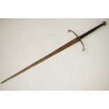 A 15th Century style bearing or two-handed broad sword, quite possibly period, blade 105 cm, 147