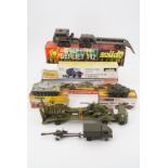 Die-cast toy military vehicles: Corgi 902 M60A1 Medium Tank; Corgi 906 Saladin Armoured Car; Dinky