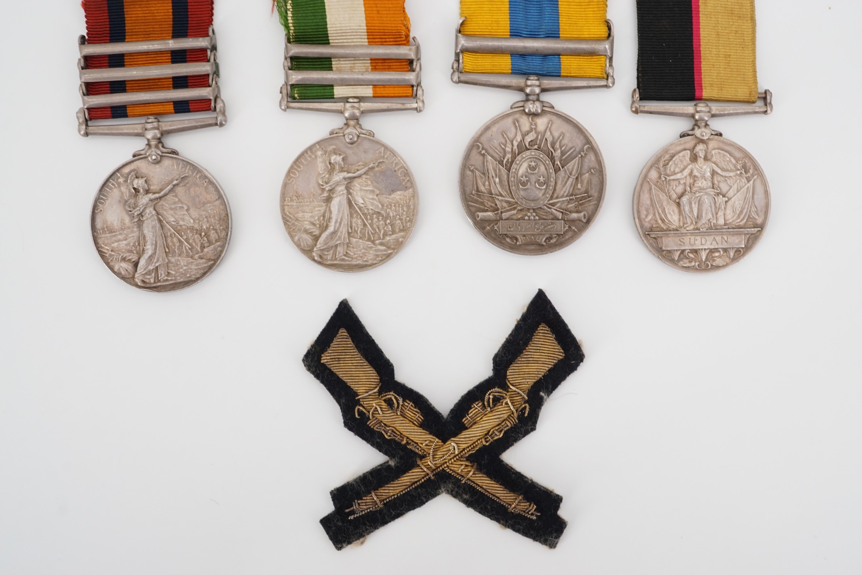 A Victorian / Edwardian campaign medal group comprising Queen's Sudan medal, Khedive's Sudan medal - Image 2 of 7