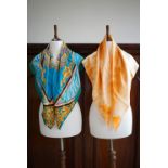 Two vintage designer silk scarves by Ivanka Trump and Pierre Balmain, each 90 x 90 cm