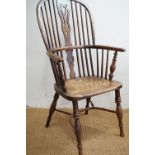 A late 18th / early 19th Century yew and elm Windsor armchair