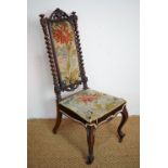 A Victorian rosewood back stool or nursing chair